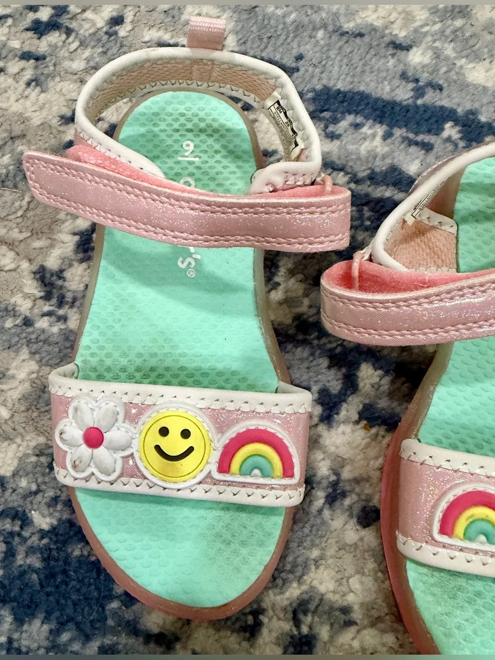 Carter's Pink Sandals with Rainbow & Smiley Charms